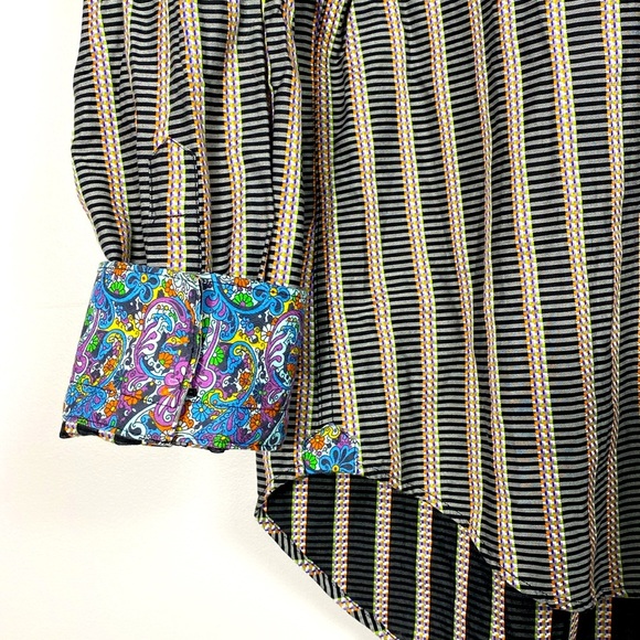 Robert Graham Men's Striped Shirt with Floral Accents size XL - Picture 5 of 10